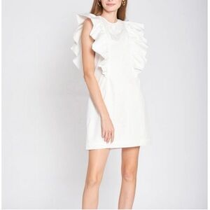 Tuckernuck En Saison Lifted Cotton Poplin Mini Dress White